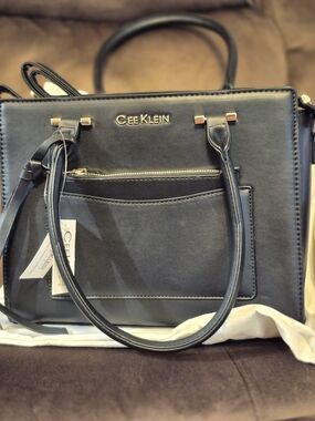 Cee Klein Black Leather Shoulder Tote